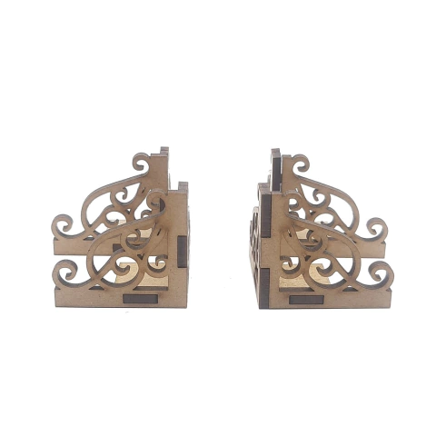 Kit 4 Pés Floral Pezinho Para Bandeja e Caixa - Mod. D MDF Cru