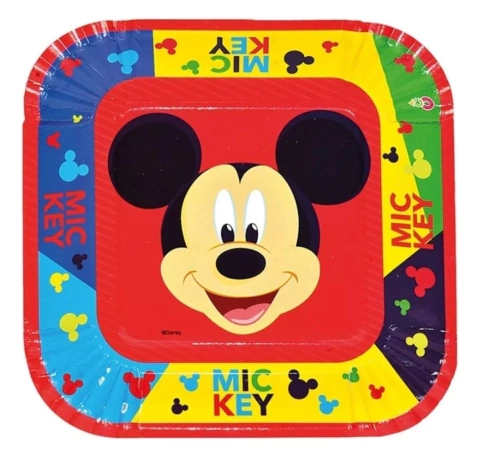 Plato Mickey X 8 Unidades Cumpleaños Cotillon