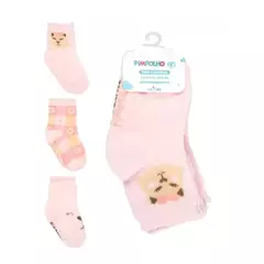 Kit Meias antiderrapante infantil bebê menina Pimpolho