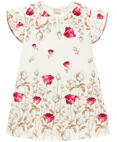 Vestido Infantil em Cotton Estampado Flores - Milon