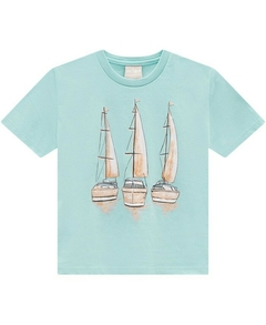 Conjunto Infantil Menino Camiseta e Bermuda Azul Claro Barquinho - Milon - comprar online