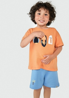 Camiseta Infantil Menino Toddler Com Estampa Interativa - Laranja Ref.5DWC - comprar online