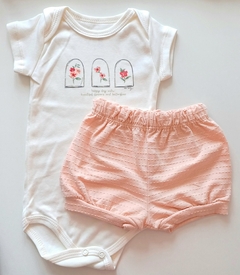 Conjunto body/short flores menina kiko baby