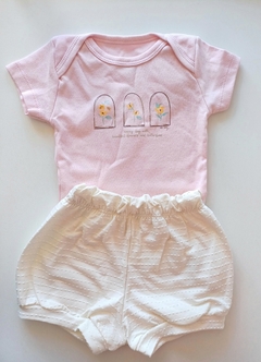 Conjunto body/short flores menina kiko baby - comprar online