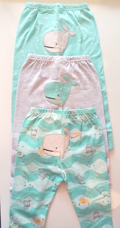 Kit 3 calças punho bebê menino kiko baby