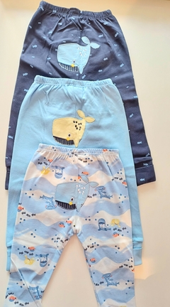 Kit 3 calças punho bebê menino kiko baby
