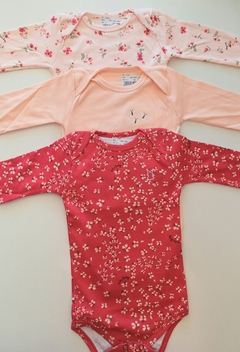 Kit 3 body manga longa bebê menina kiko baby