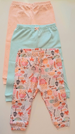 Kit 3 calças punho bebê menina kiko baby