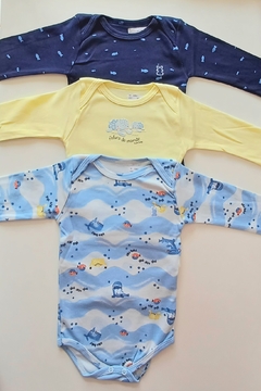 Kit 3 body manga longa bebê menino kiko baby