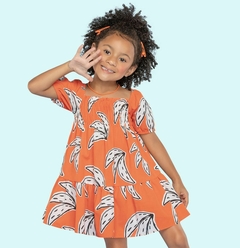 Vestido infantil Nanai cambraia laranja