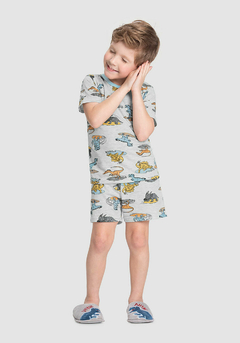 PIJAMA INFANTIL DINOSSAUROS MENINO EM MEIA MALHA ESTAMPPADORef.19190