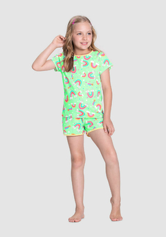 pijama arco-íris manga curta e short alakazoo Ref 19197
