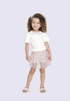 Conjunto Infantil Menina com Shorts-Saia em Tule REF.37597