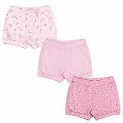 Kit 3 Shorts bebê menina Rosa Kiko Baby
