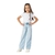 Calça Wide Leg infantil menina em Jeans Claro com Strass - Mania Kids Ref.6243