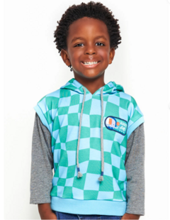 Casaco Infantil Menino Estampa Basket Animal – Tam. 6 a 10 anos – Verde, Azul e Chumbo - comprar online