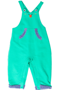 Jardineira Infantil Bebê Menino Estampa Sapinho Cururu – Tam. 9 a 12 meses – Hortelã - Marca Alphabeto