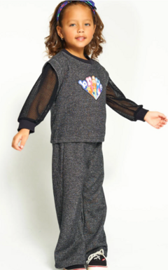 Conjunto Infantil Blusa + Calça Corajosa Como Uma Menina – Tam. 1 a 3 anos – Preto - Marca Alphabeto