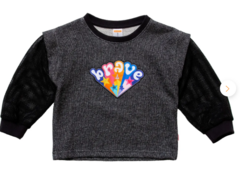 Conjunto Infantil Blusa + Calça Corajosa Como Uma Menina – Tam. 1 a 3 anos – Preto - Marca Alphabeto - Casulo Moda Infantil