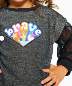 Conjunto Infantil Blusa + Calça Corajosa Como Uma Menina – Tam. 1 a 3 anos – Preto - Marca Alphabeto na internet