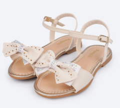 Sandália Infantil Pampili Cherrie Laço Pedras Strass Nude Ref.409261