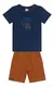Conjunto Infantil menino camiseta e bermuda estampa Jacaré skatista