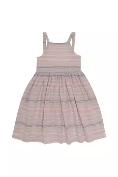 Vestido Chloe Listrado Bordado - Casulo Moda Infantil