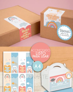 KIT IMPRIMIBLE MEGA KIT ETIQUETAS EMPRENDEDORES ARCOIRIS BOHO - comprar online