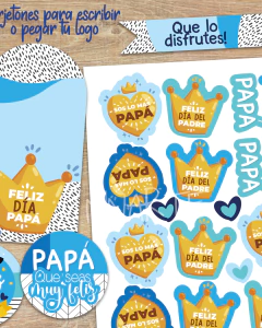KIT IMPRIMIBLE ETIQUETAS DIA DEL PADRE PAPA REY - Ninarte