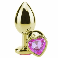 PLUG METAL DOURADO PEDRA CORAÇÃO – PEQUENO