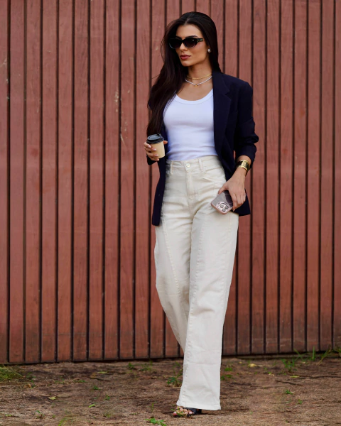 Calça Wide Leg Off White