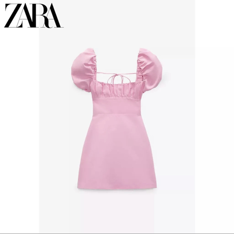 Vestido Zara Manga Bufante Rosa