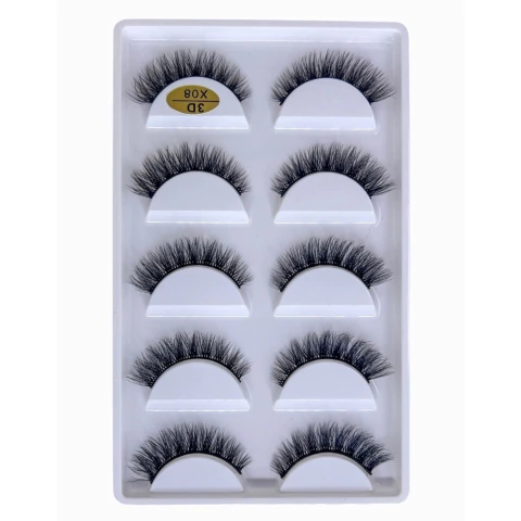 cartela 5 pares de cílios postiço modelo 3dx08 - comprar online
