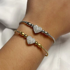 Pulseira Coração Cravejado em Aço Inoxidável - comprar online