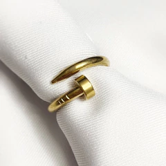 Anel Prego Prata ou Dourado em Aço Inoxidável