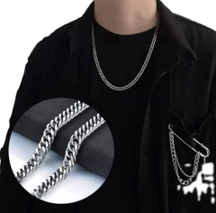 Kit Corrente e Pulseira Masculina Grume Dupla em Aço Inoxidável - comprar online