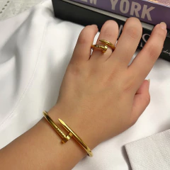 Anel Prego Prata ou Dourado em Aço Inoxidável - Mix Acessórios