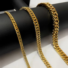 Corrente Masculina Grume Duplo em Aço Inoxidável Banhado à Ouro 18K