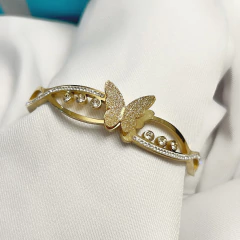 Bracelete Borboleta com Pedra em Aço Inoxidável