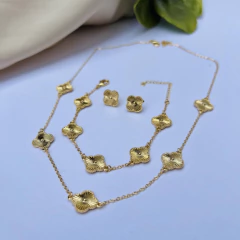 Conjunto Kit Trevo em Aço Inoxidável Prata ou Dourado - comprar online