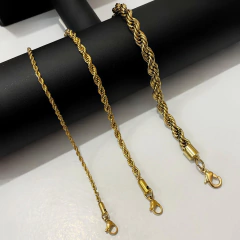 Pulseira Masculina Cordão Baiano em Aço Inoxidável Banhado Ouro - loja online