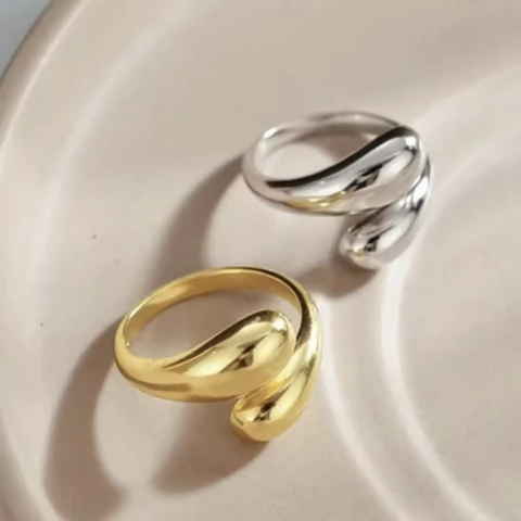 Anel Gota Dupla em Aço Inoxidável Regulável