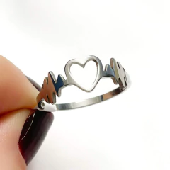 Anel Coração Batimentos em Aço Inoxidável - loja online