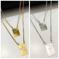 Escapulário Deus é Fiel em Aço Inoxidável