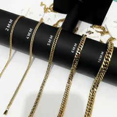 Corrente Masculina Grume Duplo em Aço Inoxidável Banhado à Ouro 18K - loja online