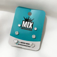 Trio de Brincos de Prata 925 Antialérgico Bolinha Pedra Zircônia Ponto de Luz na internet