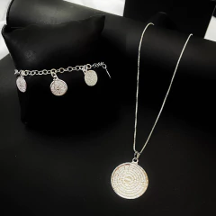 Kit Colar e Pulseira Pai Nosso Folheado à Prata