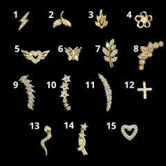 Piercing Jóia Flat Trágus Hélix Banhado à Ouro Dourado