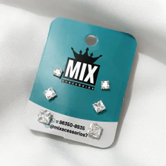 Trio de Brincos de Prata 925 Antialérgico Bolinha Pedra Zircônia Ponto de Luz - Mix Acessórios