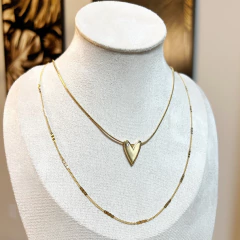 Colar Duplo Folheado à Ouro Dourado Cartie Corrente Borboleta Lua - loja online